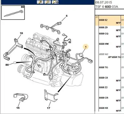 PSA 6558.52 Motor Tesisati 655852 6558.52 655852 655852 