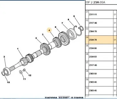 PSA 2334.78 3.Vites Dişlisi  2334.78