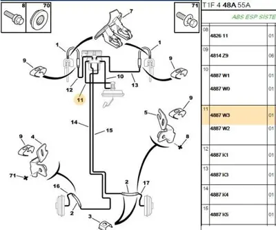 PSA 4887.W3 Fren Hidrolik Borusu  4887.W3