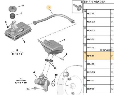 PSA 4646.11 Fren Hidrolik Ara Hortum  4646.11