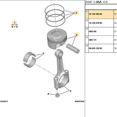 PSA 1615658080 Piston Sekman Kiti  1615658080