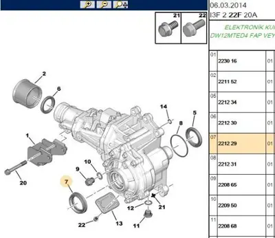 PSA 2212.29 diferansiyel Keçesi  2212.29
