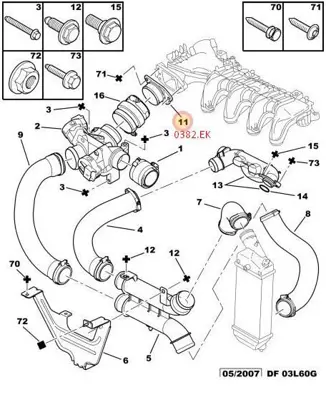 PSA 0382.EK Turbo Hava Hortumu 0382.EK