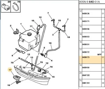 PSA 6438.73 Sağ Fıskiye Gövdesi  6438.73