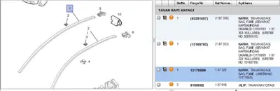 PSA 13178899 Tavan Çıtası Sağ Mer-A 13169783 13178899 187303 187322