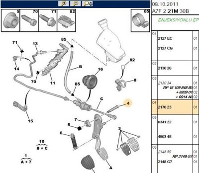 PSA 2170.23 Debriyaj Pedal Pimi  2170.23