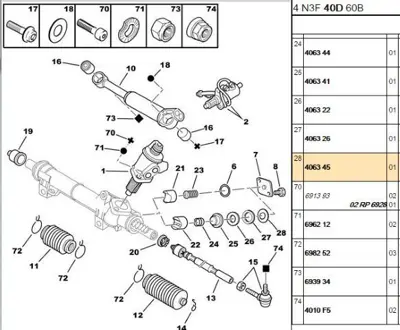 PSA 4063.45 Direksiyon Ayar Pulu  4063.45