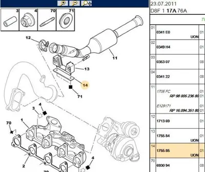 PSA 1755.85 Eksoz Lastigi 175585 1755.85 175585 175585 