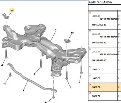 PSA 3522.72 Motor Travers Somunu 3522.72