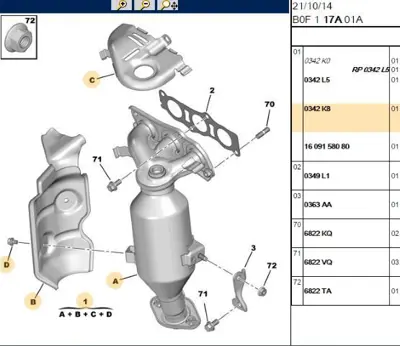 PSA 0342.K8 Katalizör 1.0 0342.K8