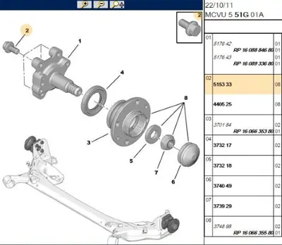 PSA 5153.33 Arka Taşıyıcı Bağ Vidası  5153.33