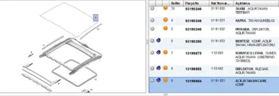 PSA 13198854 Tavan Camı 13198854 5191021