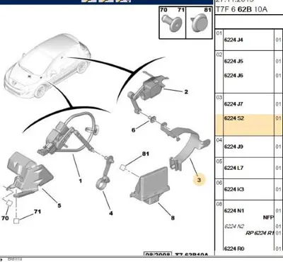 PSA 6224.S2 Otomatik Far Kaptör Ayağı 6224.S2