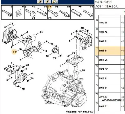 PSA 6923.81 Motor Kulak Bağlan Vidası 3647151 692381
