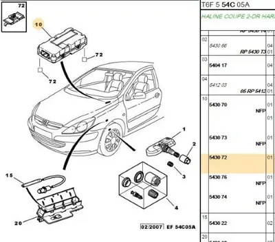 PSA 5430.72 Lastik Basınç Beyni  5430.72