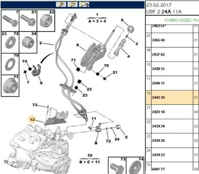 PSA 2443.33 Vıtes Kumanda Levyesı 2443.33