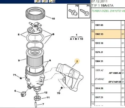 PSA 1902.33 Mazot Filt Kutu Bağ Ayağı 1902.33
