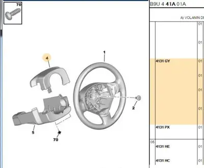 PSA 4131.GY Direksiyon Üst Bakalit  4131.GY