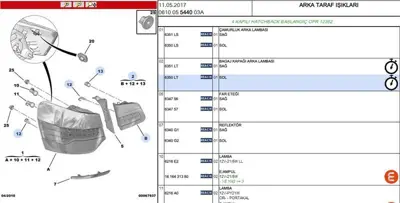 PSA 6350.LT Stop Sol Bagaj C5 X7 6350LT