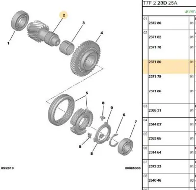 PSA 2371.80 Vites Dişli Mili  2371.80