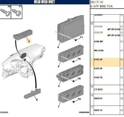 PSA 6103.29 Emniyet Kemer Uyarı Ekran 6103.29