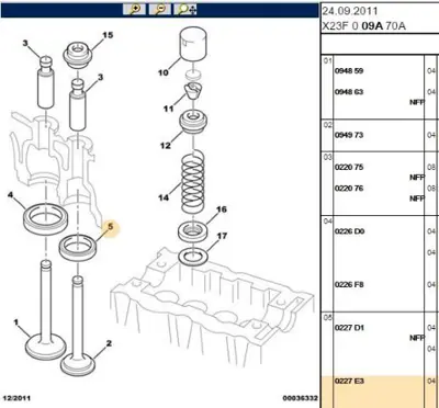 PSA 0227.E3 Egzost Sübap Yüzügü Dw8 Firsat 227000 0227.E3 227000 227000 
