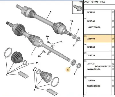 PSA 3247.08 Orta Aks Rulman 3247.08