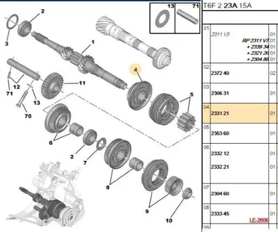 PSA 2332.21 4.Vites Dişlisi  2332.21