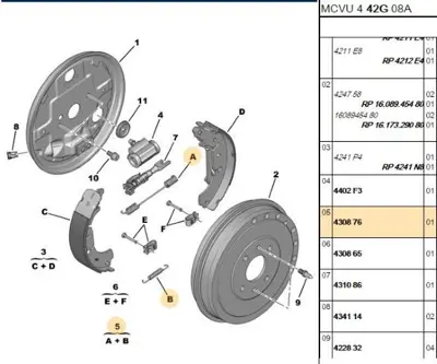 PSA 4308.76 Arka Fren Yay Takimi 430876 4308.76 430876 430876 