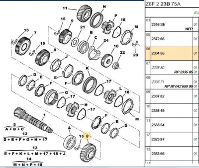 PSA 2334.55 1.Vites Dişlisi  2334.55