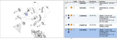 PSA 12633451 Eksantrik Zinciri Opel Vectra C 2.8 636246 12633451