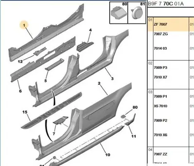 PSA 7007.ZF Sol Marşpiel İç Sacı 7007ZF