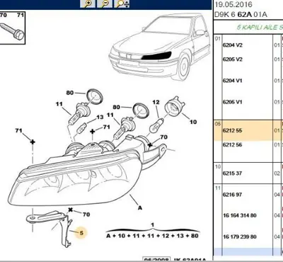 PSA 6212.55 Far Ayağı  6212.55