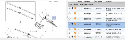 PSA 13256925 Arka Silecek Kolu Opel Zafira C  1273110 13256925
