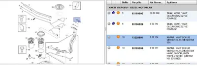 PSA 13228891 Yakıt Depo Kapağı İç Diesel CORSAD-Mer-B 13228891 808134