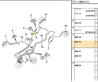 PSA 4887.32 Fren Hidrolik Borusu  4887.32