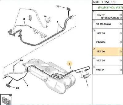 PSA 1507.D0 Yakit Hortumu 1507D0 1507D0 1507D0 1507D0 