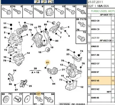 PSA 6913.V6 Motor Kulak Bağlan Vidası 3637141 6913V6