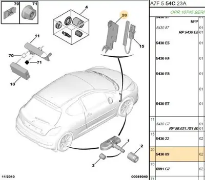 PSA 5430.09 Lastik Basınç Anten Bağla 5430.09