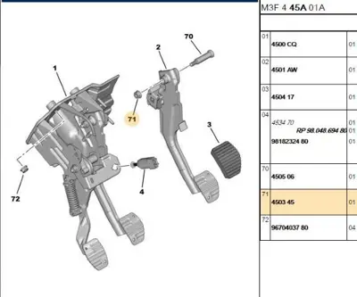 PSA 4503.45 Debriyaj Pedal Pim Somunu 4503.45