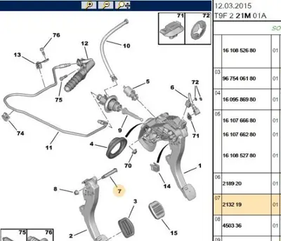 PSA 2132.19 Debriyaj Pedal Pimi  2132.19