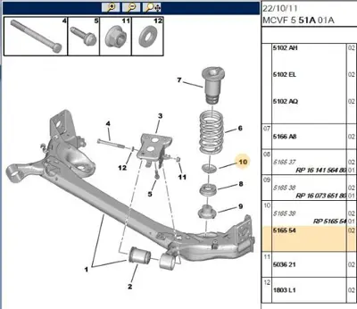 PSA 5165.54 Helezon Yay Alt Pulu 516554