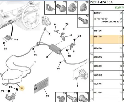 PSA 4761.08 El Fren Mekanizma Anahtar 4761.08