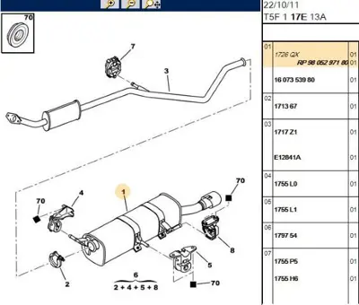 PSA 1726.QX Arka Egsoz Susturucu 1726QX 1726.QX 1726QX 1726QX 