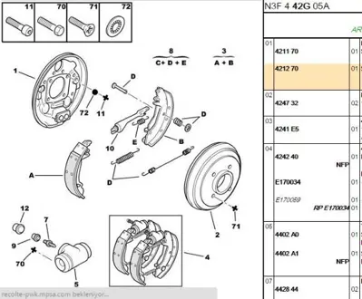 PSA 4212.70 Fren Tablası  4212.70
