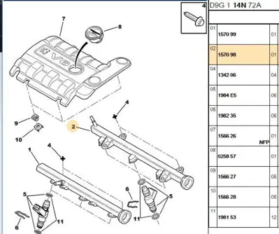 PSA 1570.98 İnjektör Rampası  1570.98