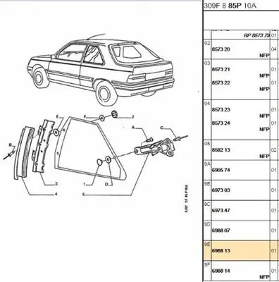 PSA 6988.13 Yan Direk Plastik Contası 6988.13