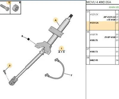 PSA 4123.GA Direksiyon Üst Mili 4123.GA