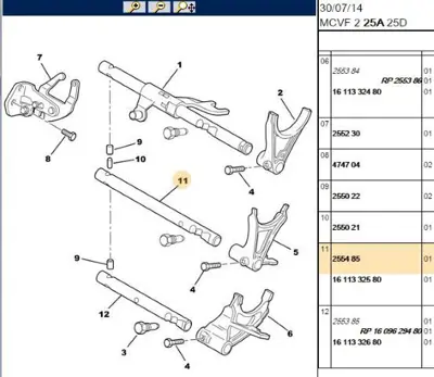 PSA 2554.85 Vites Çatal Mili  2554.85