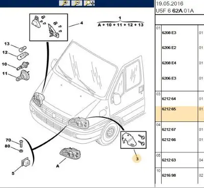PSA 6212.65 Far Bağlantı Ayağı  6212.65